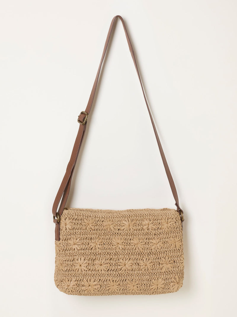 FatFace flower raffia crossbody bag, imported from the UK
