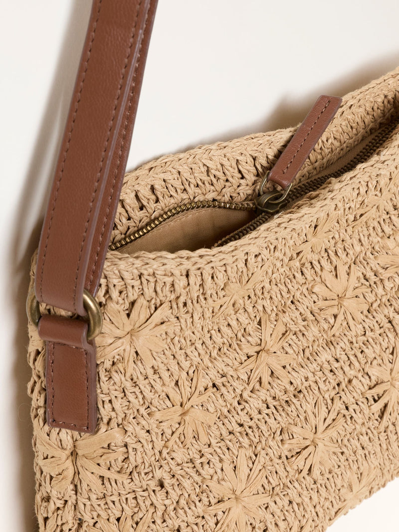 FatFace flower raffia crossbody bag, imported from the UK