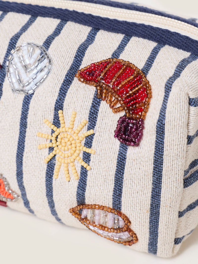 FatFace beaded pouch multi stripe sea, imported from the UK