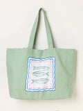 FatFace green fish reversible tote bag, UK version