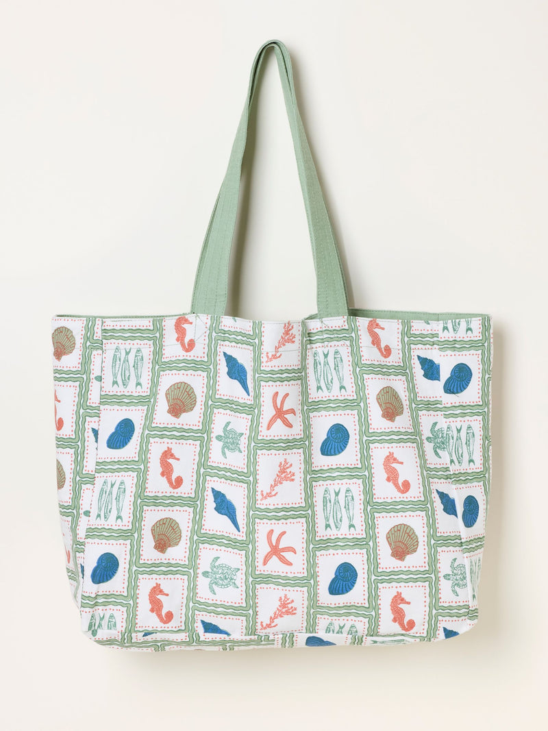 FatFace green fish reversible tote bag, UK version
