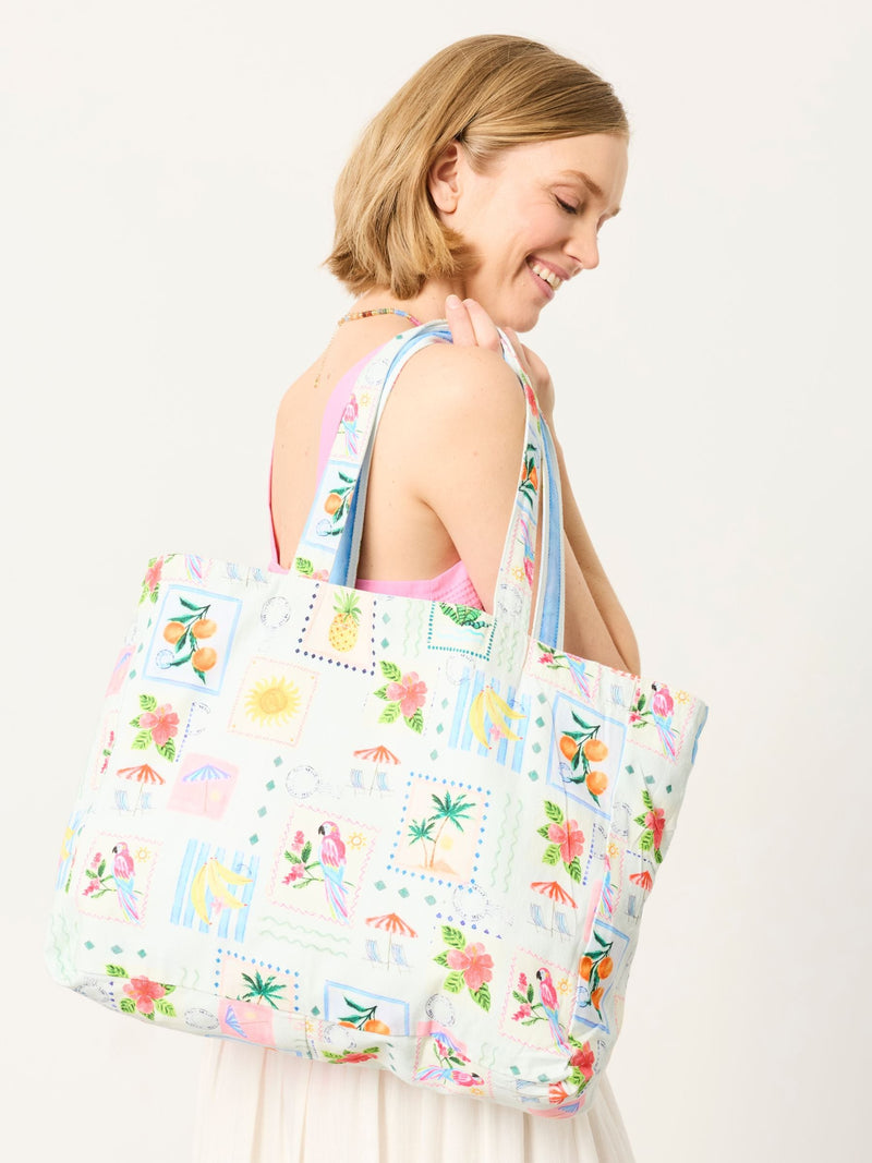 FatFace tropical parrot reversible tote bag, imported from the UK