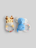 JoJo Maman Bébé elephant and giraffe ring rattle set (British brand)