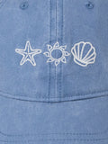 FatFace blue Marine Conservation cap with embroidered starfish and shell, UK version