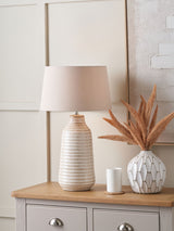Next Pacific White Nya Scratch Effect Ceramic Table Lamp, 61cm- Buy online at McGrocer