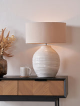 Next Pacific White Linnea Grooved Ceramic Table Lamp- Buy online at McGrocer