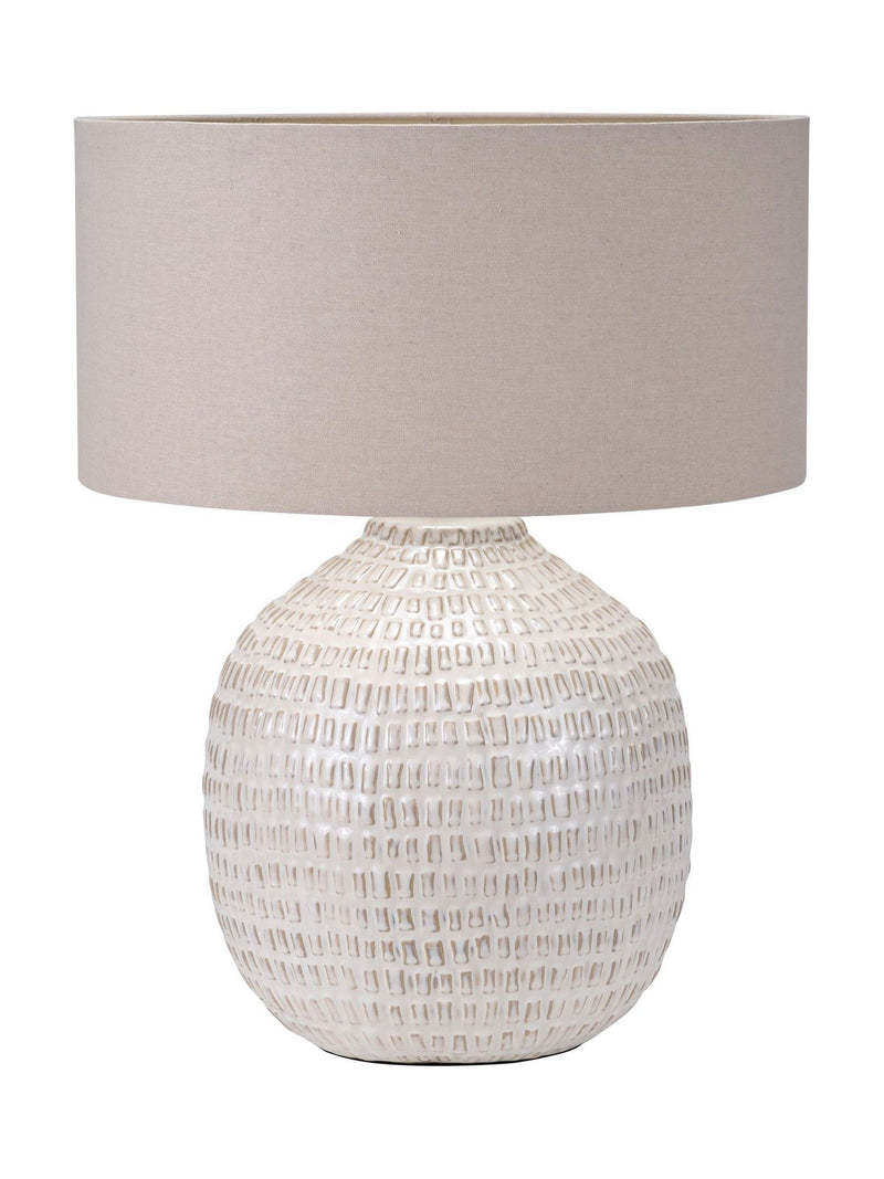 Pacific ceramic table lamp with textured base and shade - British product