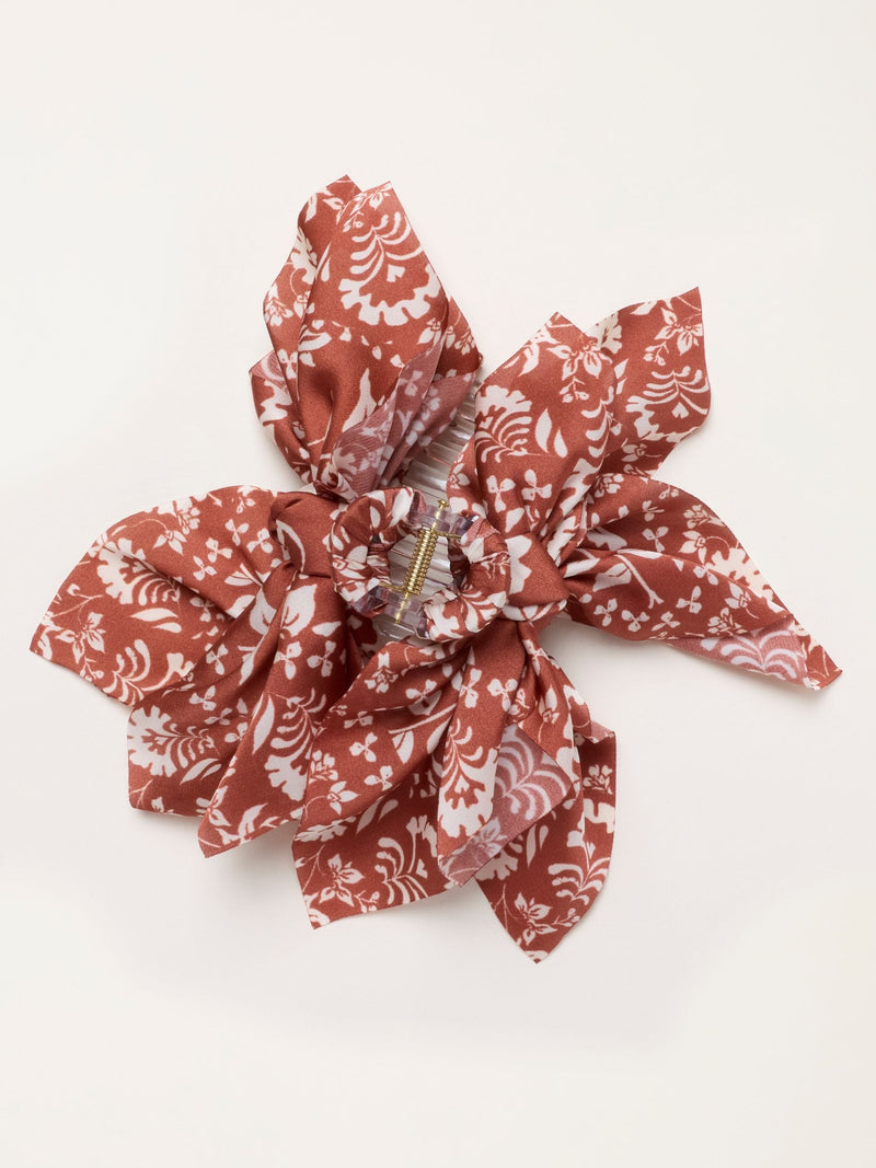FatFace brown printed bow claw hair clip, UK version