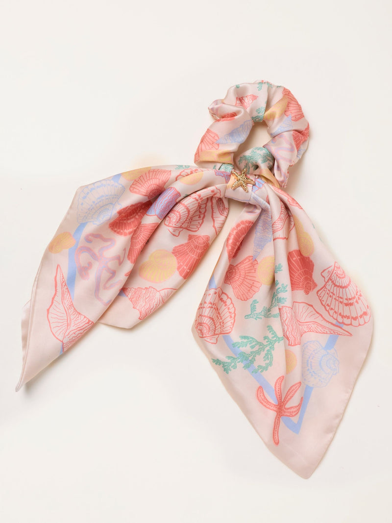 FatFace pink sealife tie scrunchie recycled polyester - British product