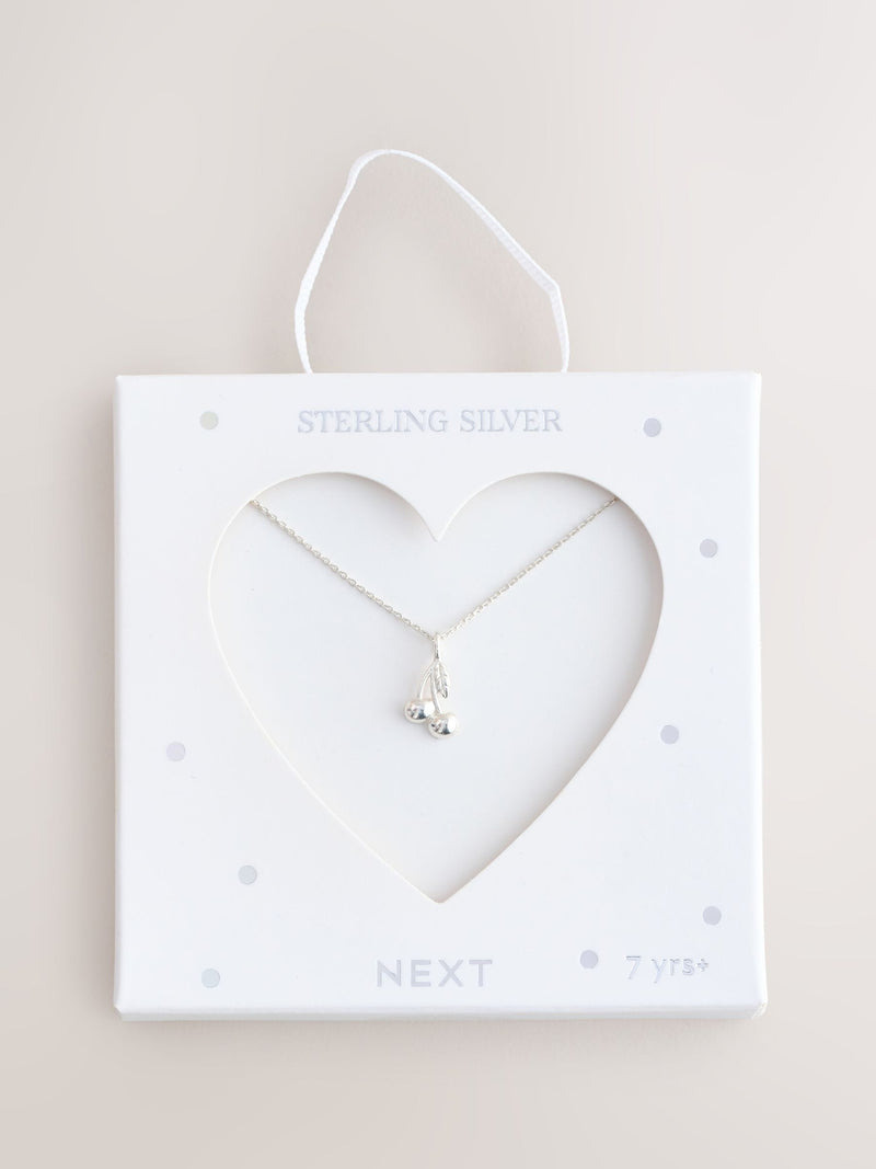 Sterling silver cherry necklace for children, UK version