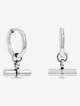 Next Jon Richard Silver Plated Stainless Steel Waterproof T-Bar Huggie Hoop Earrings- Buy online at McGrocer