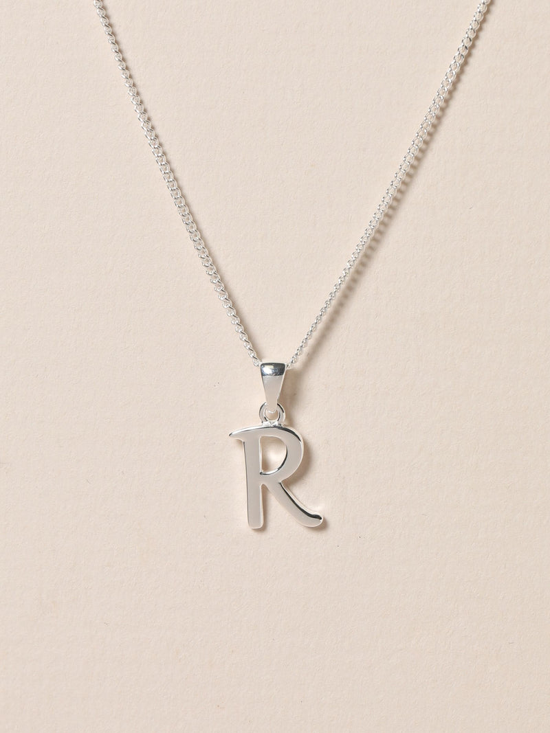 Simply Silver initial pendant R 13mm - British product
