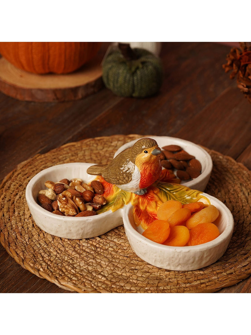 Widdop Orange Robin Triple Dish Serving Tray 21cm x 21cm (British brand)
