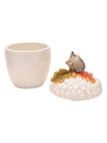 Widdop white storage jar with hedgehog on acorn 18cm height (British brand)