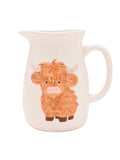 Widdop White Highland Cow ceramic jug (British brand)