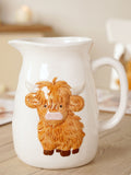 Widdop White Highland Cow ceramic jug (British brand)