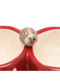 Widdop red toadstool and hedgehog triple dish ceramic serving tray (British brand)