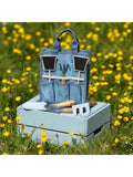 Widdop blue mini tote bag with garden tool set, UK version