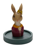 Green Easter dressed bunny figurine in glass dome 13x10x10cm, UK version