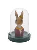 Green Easter dressed bunny figurine in glass dome 13x10x10cm, UK version
