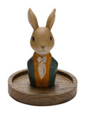 Brown suited bunny glass dome figurine 14cm height (British brand)