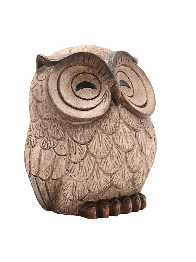 Widdop brown wood effect resin owl sleeping ornament 22x18x13cm (British brand)
