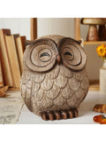 Widdop brown wood effect resin owl sleeping ornament 22x18x13cm (British brand)