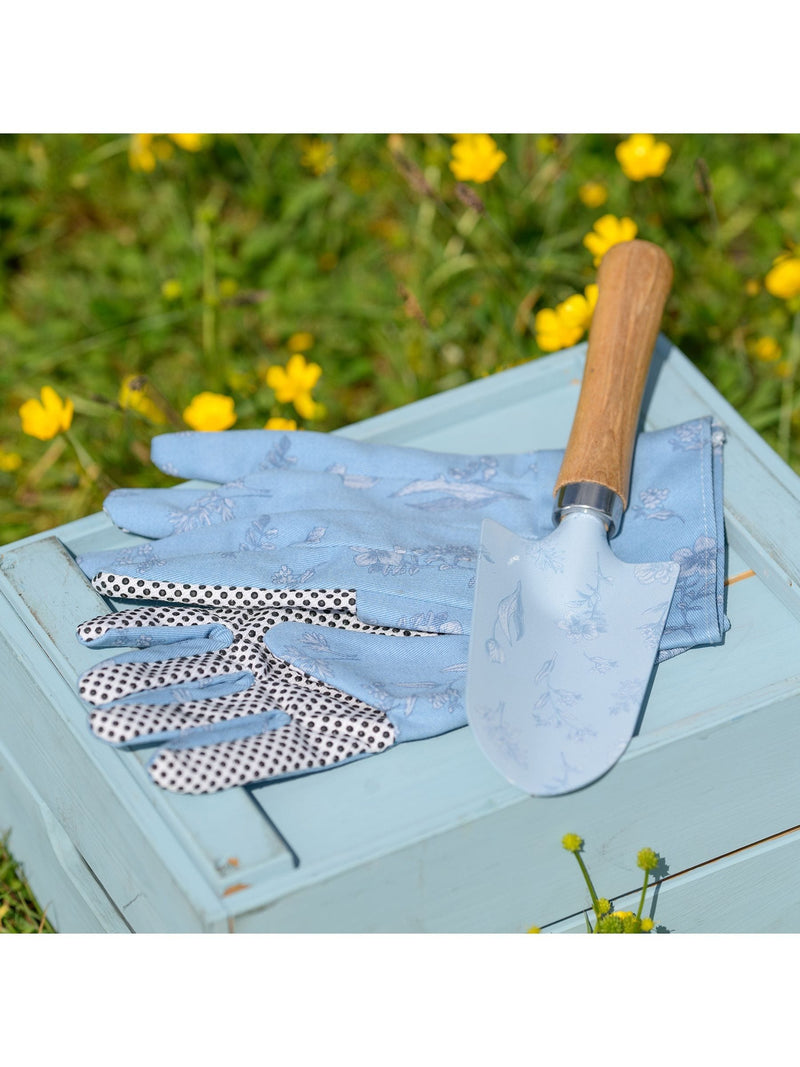 Widdop blue floral gardening set (British brand)