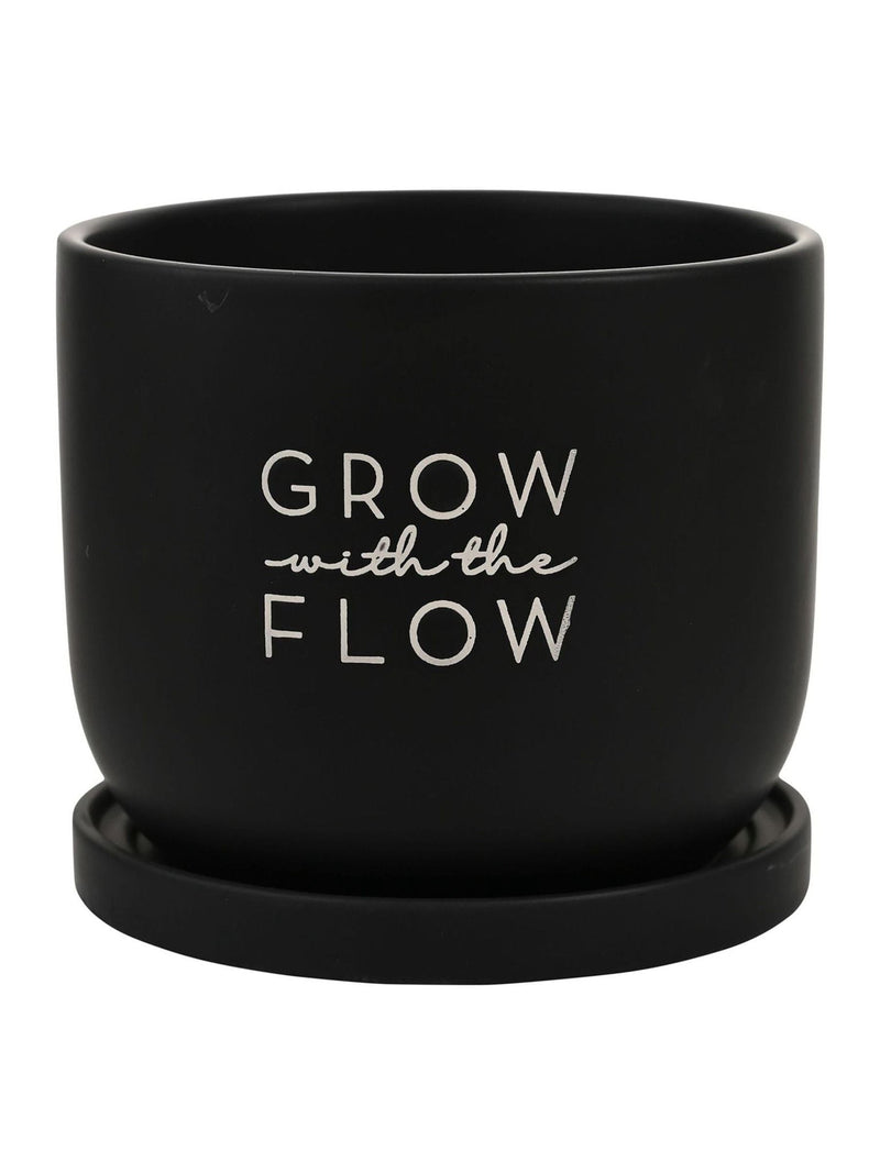 Widdop black ceramic Grow With The Flow plant pot, UK version