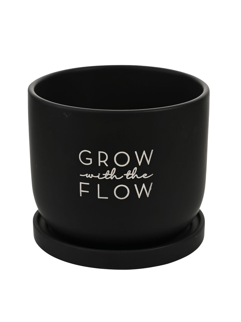 Widdop black ceramic Grow With The Flow plant pot, UK version