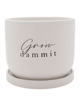 Next Widdop White Ceramic Plant Pot Grow Damn It Indoor Planter 14x16x16cm- Buy online at McGrocer