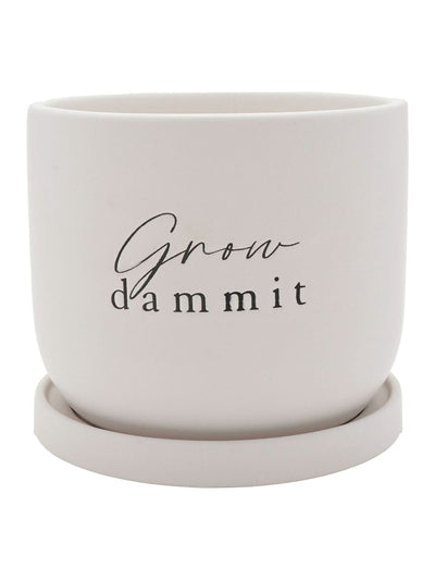Next Widdop White Ceramic Plant Pot Grow Damn It Indoor Planter 14x16x16cm- Buy online at McGrocer