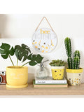Widdop yellow ceramic plant pot Let's Grow Girls 14cm (British brand)