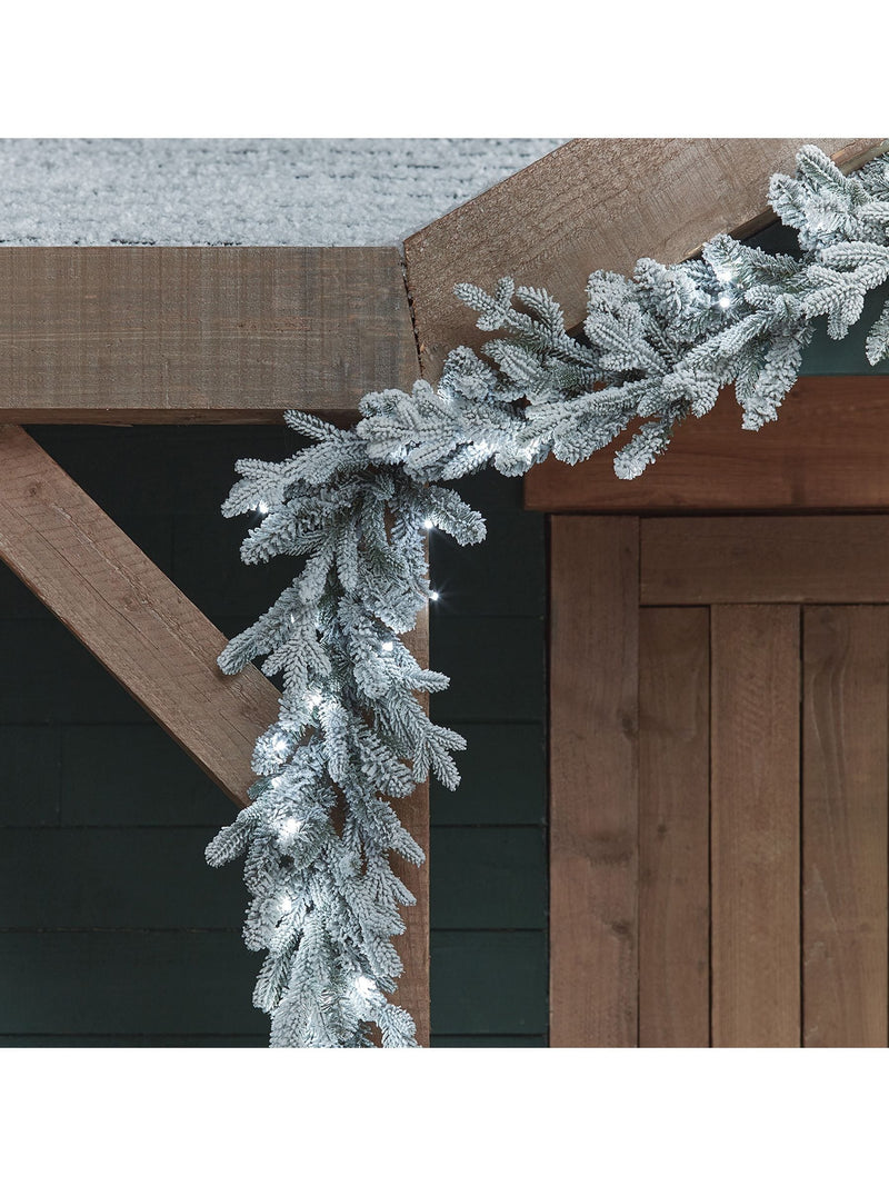 Lights4fun Snowy Christmas Garland 2.5m, UK version