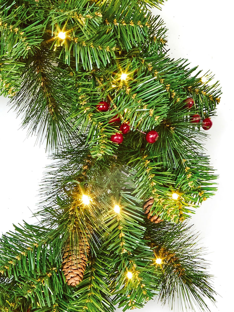 Premier Decorations 60cm prelit wreath 50 LEDs (British brand)