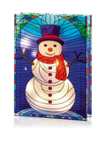 Premier Decorations stained glass snowman with LEDs 21x28cm, imported from the UK