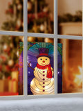 Premier Decorations stained glass snowman with LEDs 21x28cm, imported from the UK