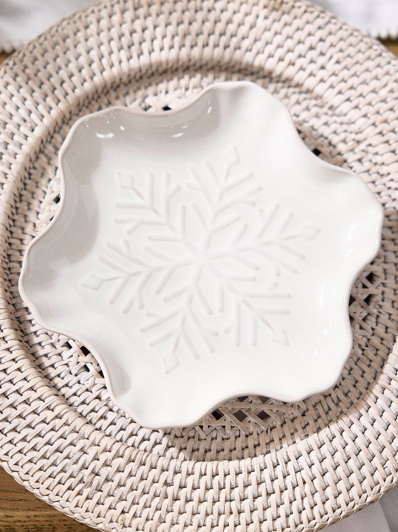 Dibor set of 2 white snowflake side plates - British product