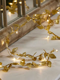 Dibor pre-lit leaf garland golden leaves 200cm, imported from the UK