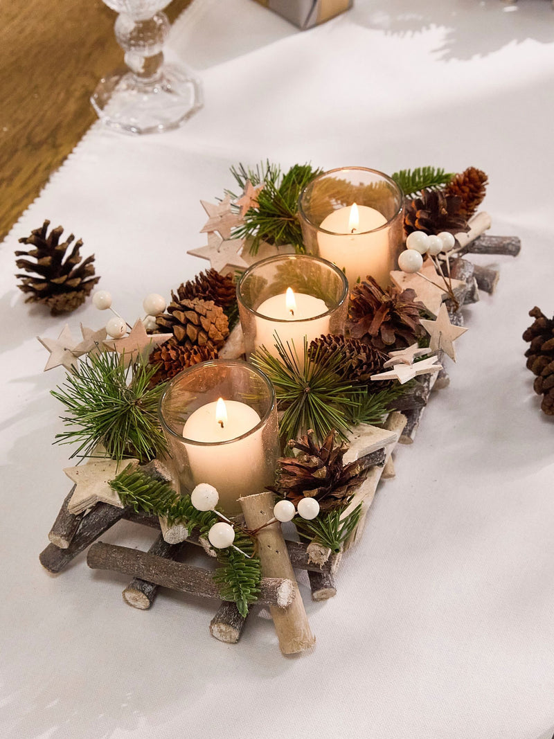 Dibor Nordic tealight holder trio festive decoration - British product