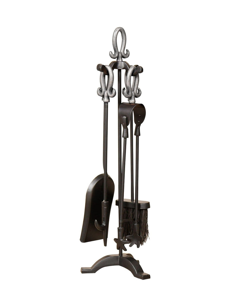 Dibor Pewter Handled Companion Set fireplace tools, imported from the UK