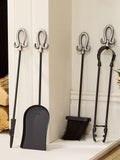 Dibor Pewter Handled Companion Set fireplace tools, imported from the UK