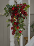 Dibor pre-lit Christmas swag with berries and baubles 70cm - British product