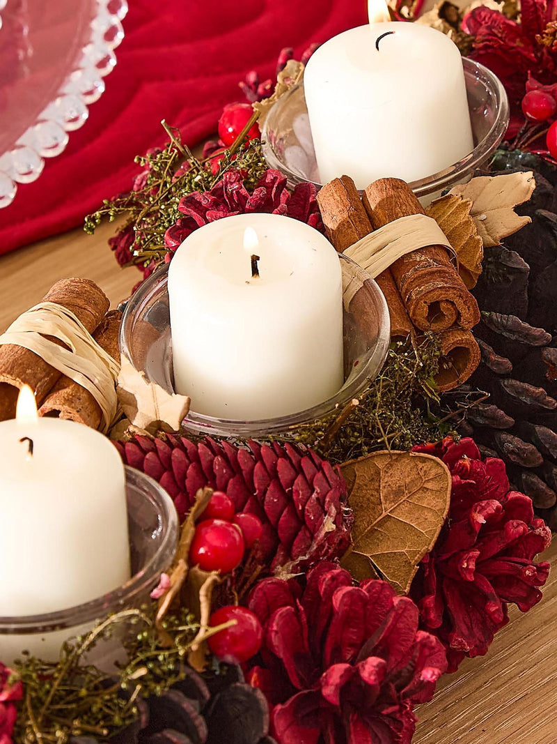 Dibor cinnamon pine candle holder trio, imported from the UK