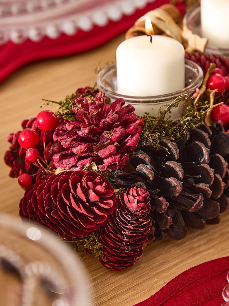 Dibor cinnamon pine candle holder trio, imported from the UK