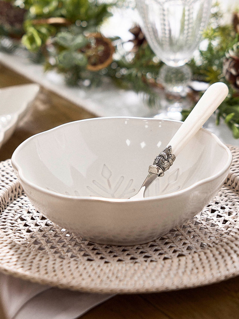Dibor white ceramic snowflake bowls set of 2 - British product