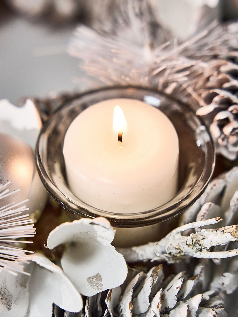 Dibor frosted tealight holder 30cm round - British product