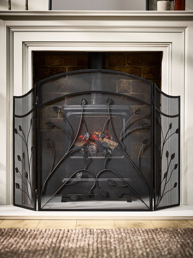Dibor black leaf vine three fold firescreen - British product