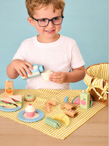Next JoJo Maman Bébé Yellow Picnic Basket Wooden Pretend Play Set 20 Piece- Buy online at McGrocer
