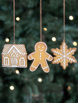 Next Something Different Set of 3 Brown Hanging Gingerbread Decorations- Buy online at McGrocer